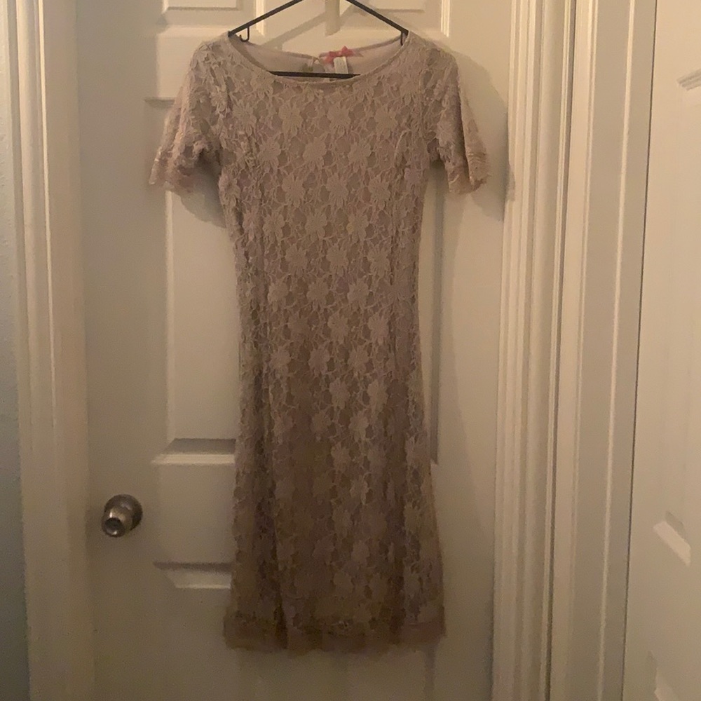 DownEast midi dress lace, cream-beige color, XS (0-4).